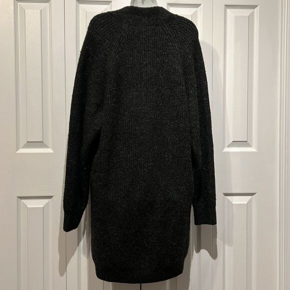 Zara Black Oversized V Neck Sweater Dress Size M - Picture 6 of 12